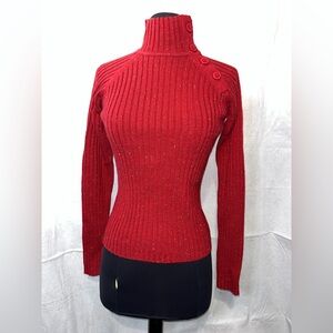 Y2K Tommy Hilfiger Red Ribbed Turtleneck Sweater
